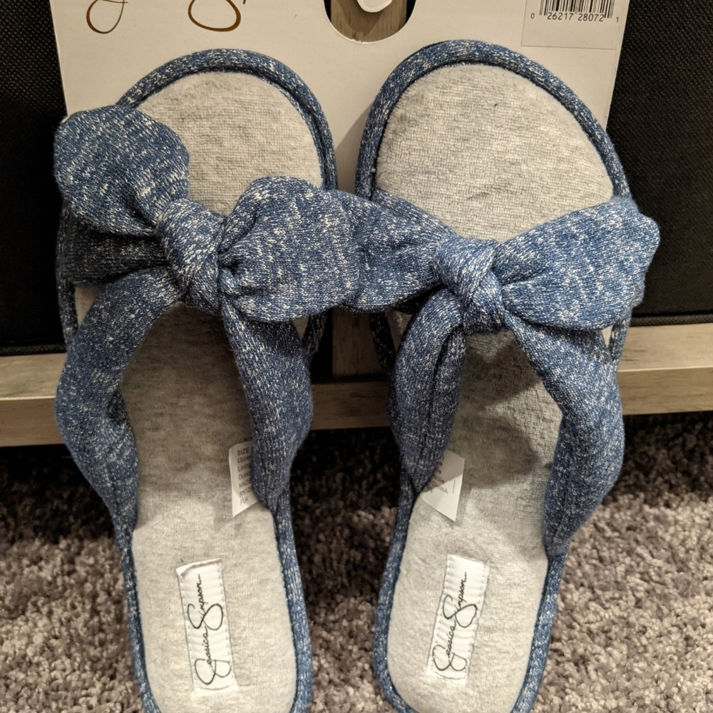 Jessica Simpson Slide On House Slippers with Bow